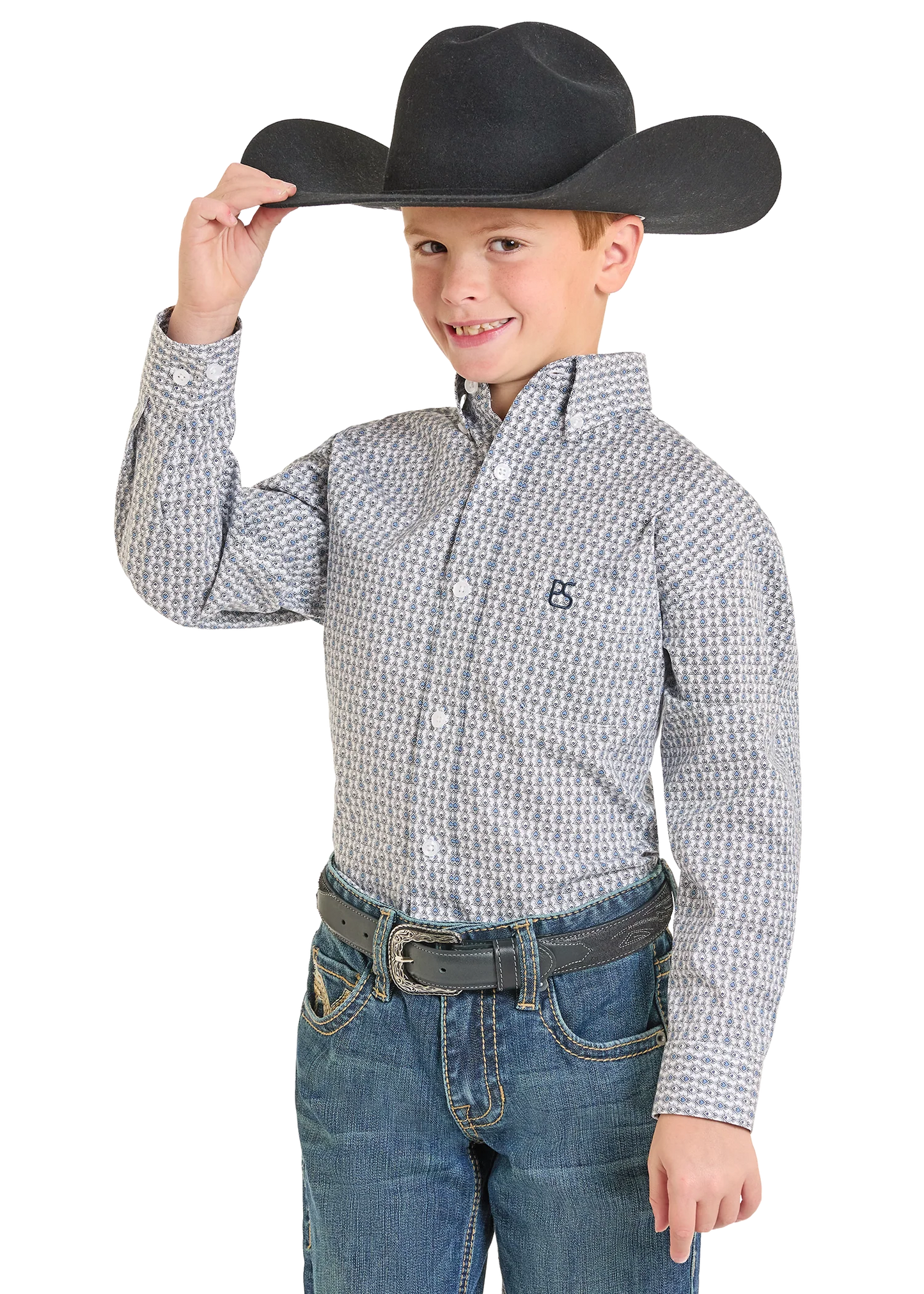 Panhandle Boys Blue Printed Long Sleeve Shirt SBB2S07402