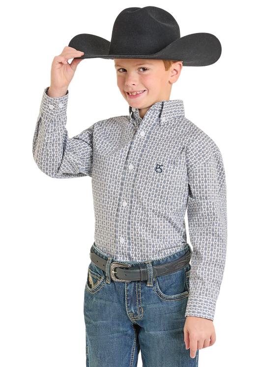 Panhandle Boys Blue Printed Long Sleeve Shirt SBB2S07402