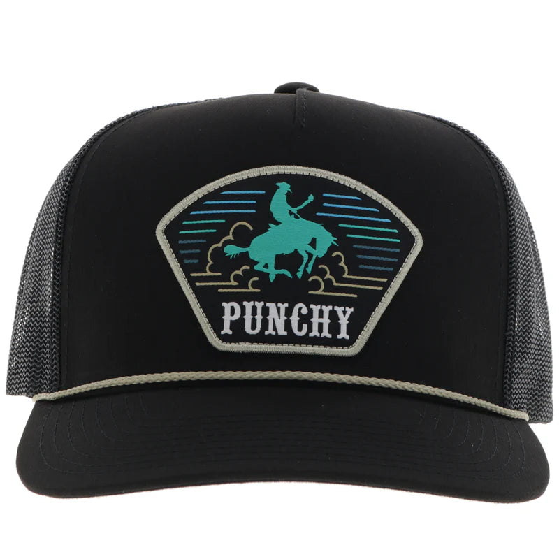 Hooey Men's Black Cavvy with Yellow & Turquoise "Punchy" Patch Snapback Hat 5032T-BK