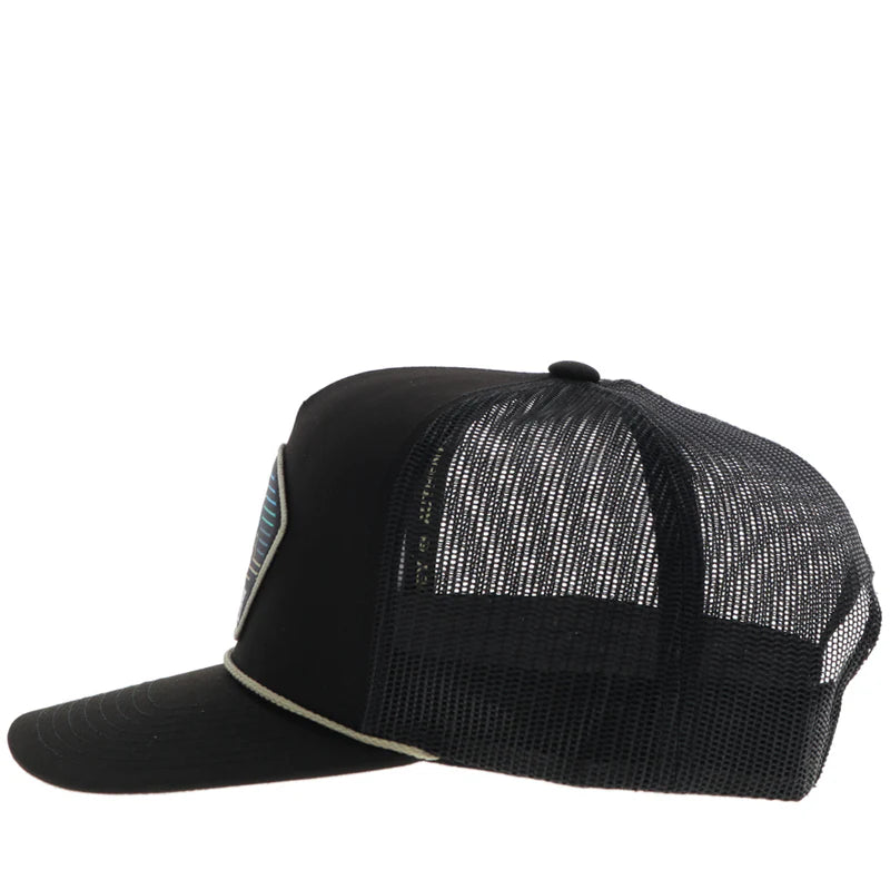 Hooey Men's Black Cavvy with Yellow & Turquoise "Punchy" Patch Snapback Hat 5032T-BK