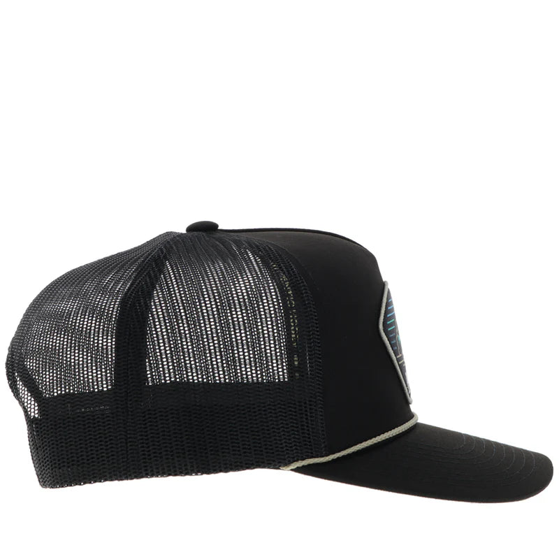 Hooey Men's Black Cavvy with Yellow & Turquoise "Punchy" Patch Snapback Hat 5032T-BK