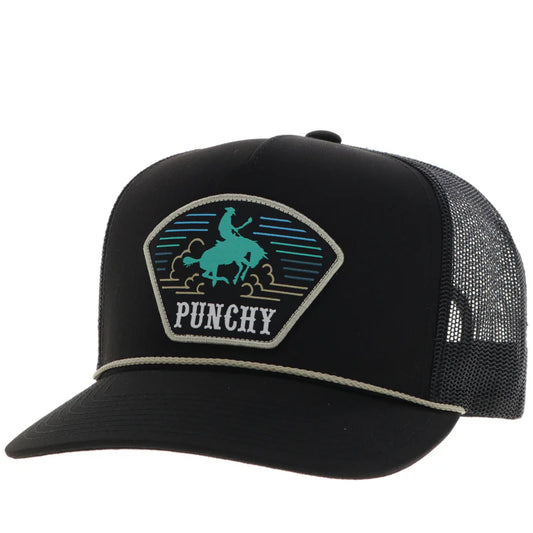 Hooey Men's Black Cavvy with Yellow & Turquoise "Punchy" Patch Snapback Hat 5032T-BK