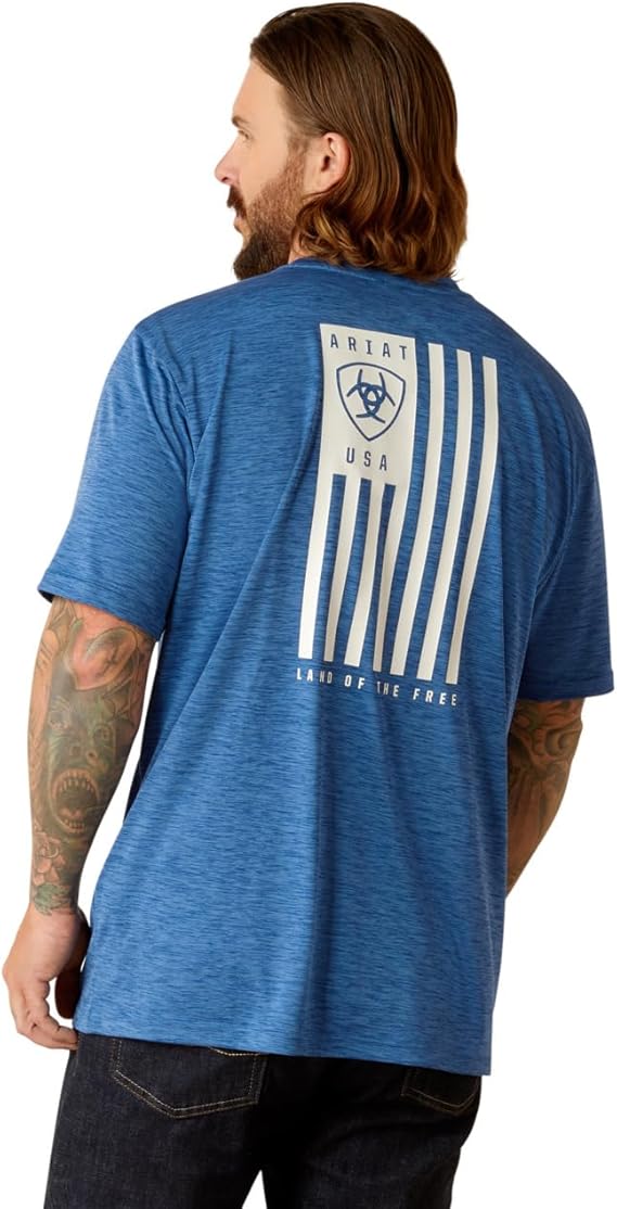 Ariat Mens Charger Ariat Spirited SS Tshrt Monaco Blue 10048578