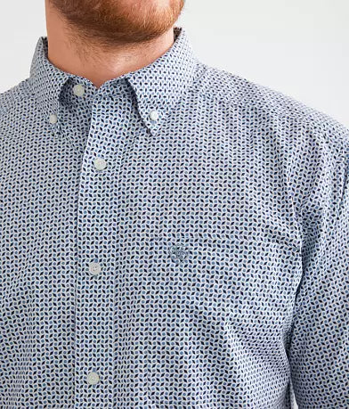 Ariat Men’s Edgar Classic Fit Short Sleeve Button down Shirt Blue Heaven 10051261
