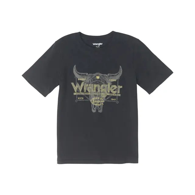 Wrangler Boy's "Wrangler Steerhead" Graphic Short Sleeve T-Shirt, Black - 112350059