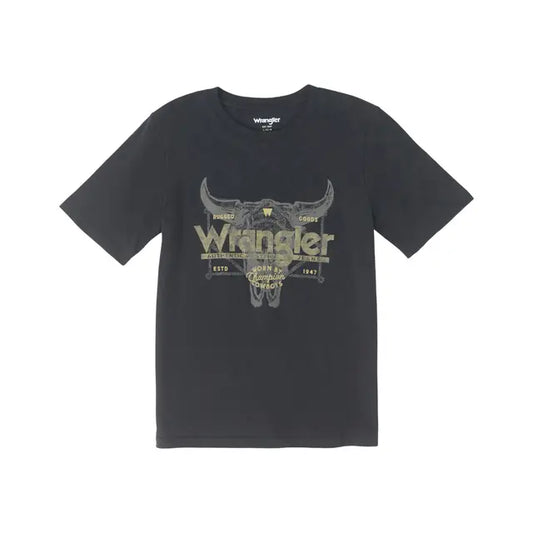 Wrangler Boy's "Wrangler Steerhead" Graphic Short Sleeve T-Shirt, Black - 112350059
