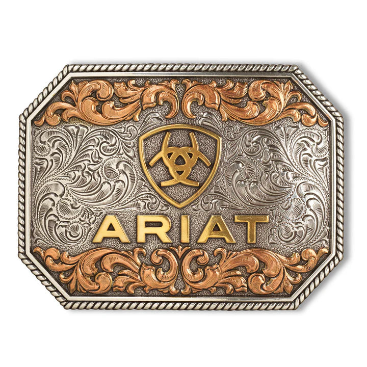 Ariat Rectangle Raised Logo Antique Silver & Antique Gold Buckle A37054