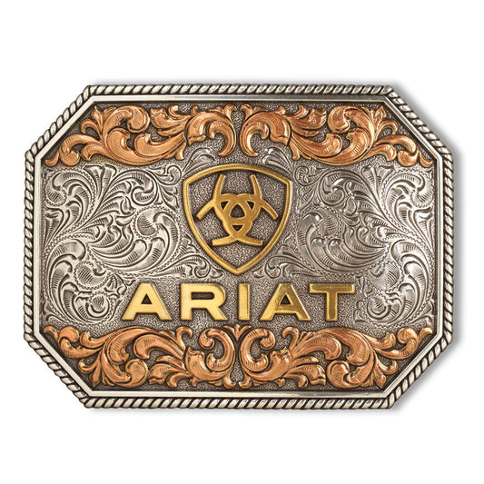 Ariat Rectangle Raised Logo Antique Silver & Antique Gold Buckle A37054
