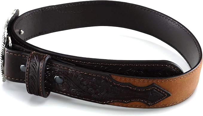 ARIAT Boy's Rectangle Rope Edge Shield Buckle Embossed Belt A1301002