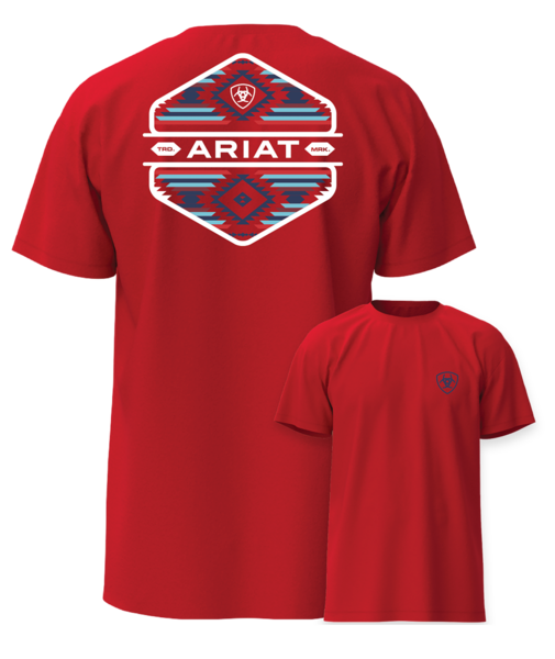 ARIAT CHINELOS HEX RED PRINT MENS TEE  10054352