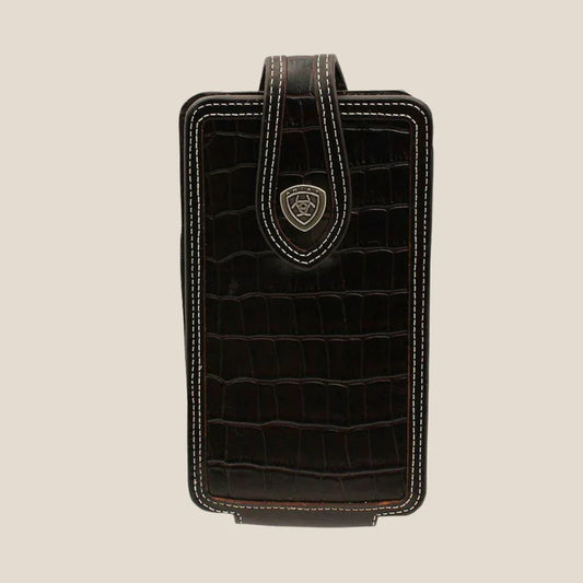 ARIAT Crocodile Print Leather Cell Phone Case – Brown A0600502