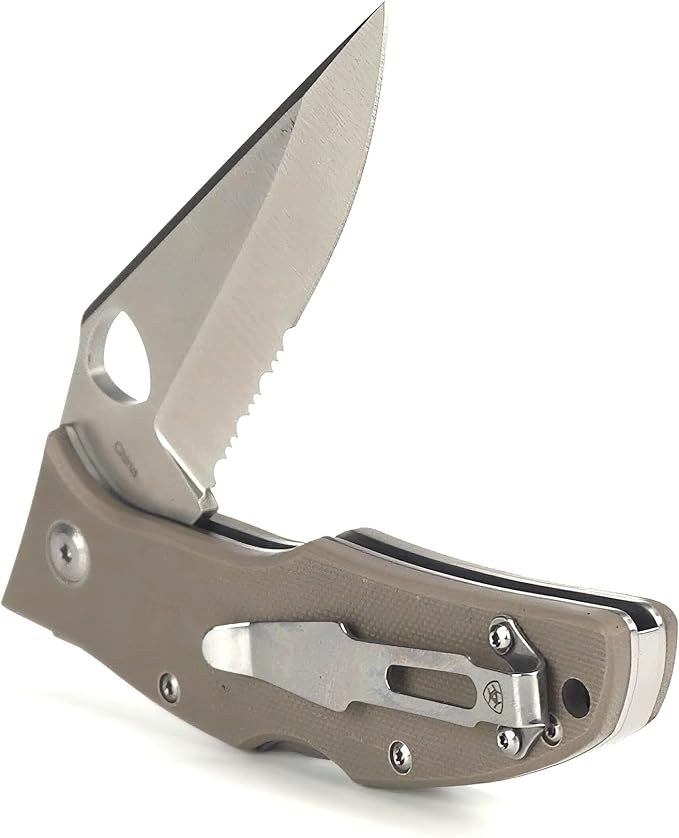 ARIAT G10 Hybrid Blade Folding Knife, Olive, 3" Blade (Medium)