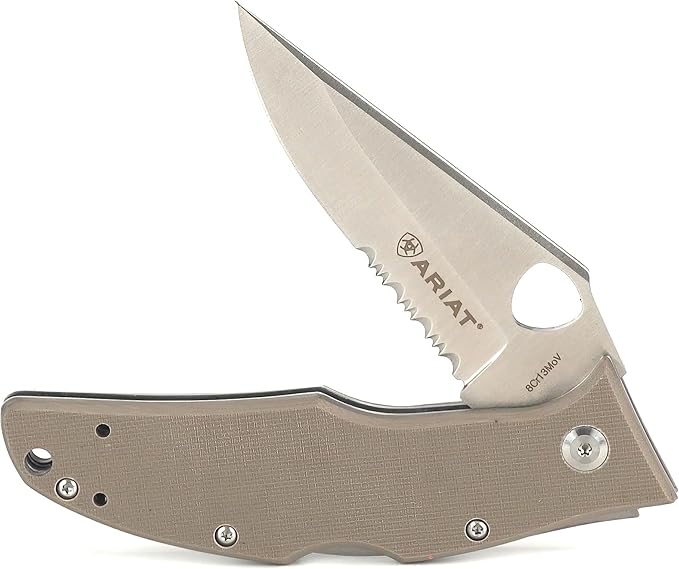 ARIAT G10 Hybrid Blade Folding Knife, Olive, 3" Blade (Medium)