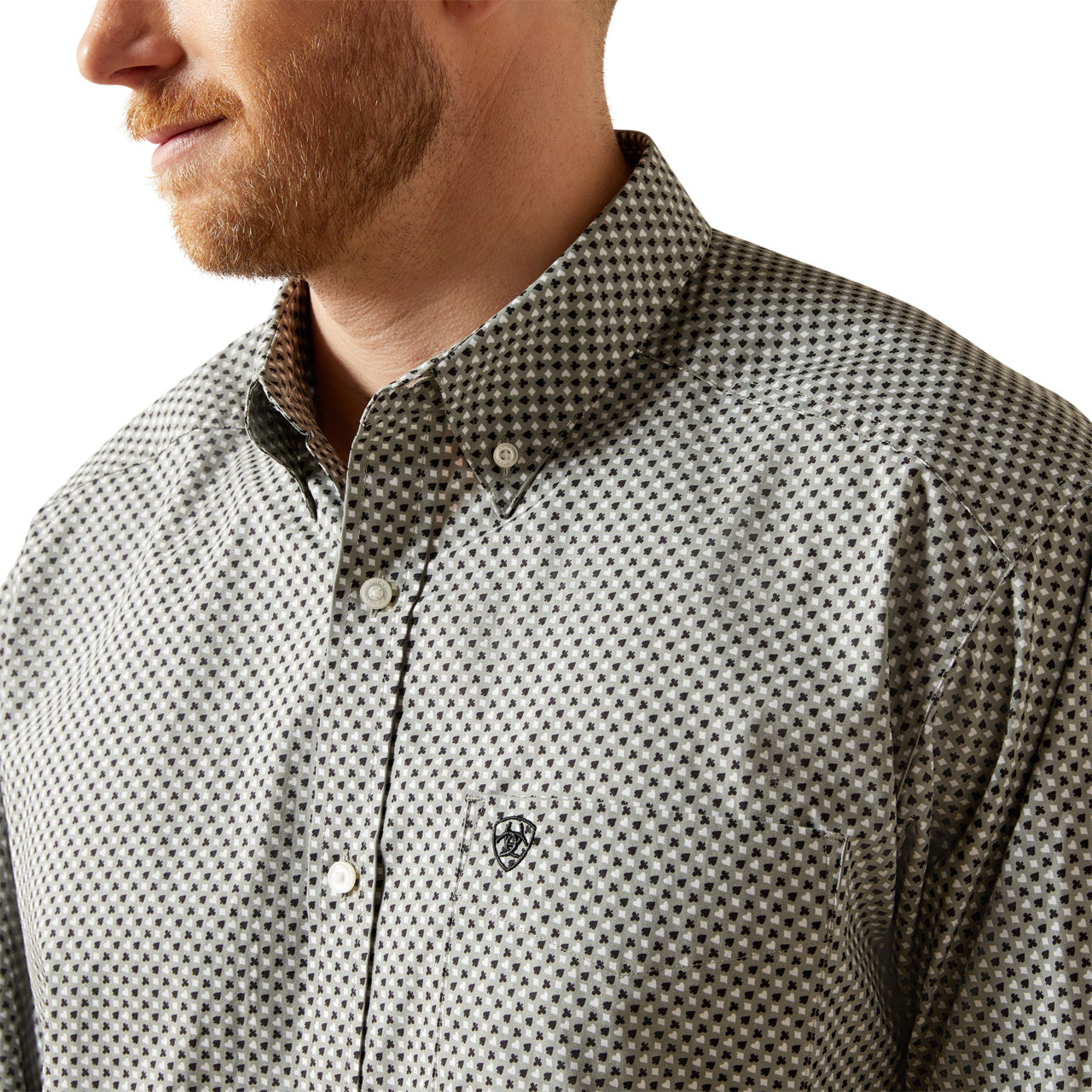 ARIAT MEN’S GREY CLASSIC FIT TRISTAN LONG SLEEVE SHIRT 10065854