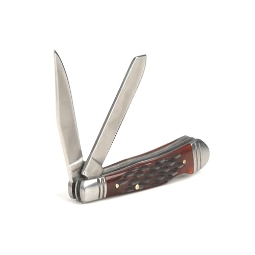 ARIAT Medium Trapper Folding Knife, Natural Wood Handle - Double Blade Design A710010902-M