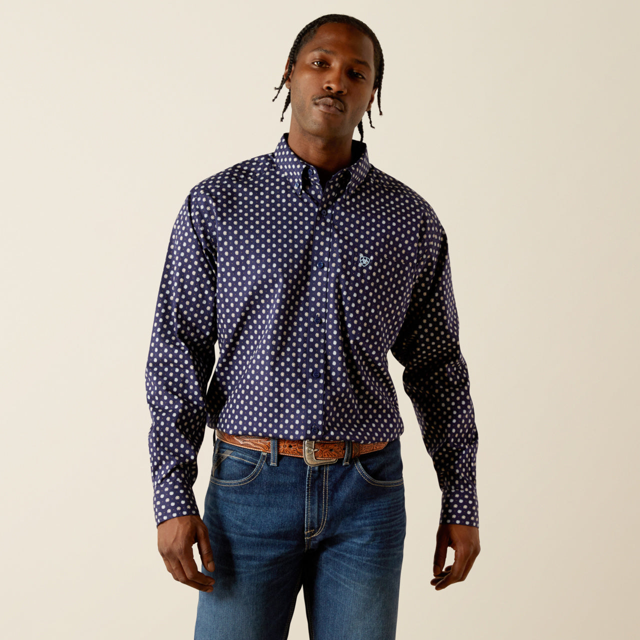 ARIAT STONE CLASSIC DARK BLUE PRINT - MENS SHIRT - 10062241