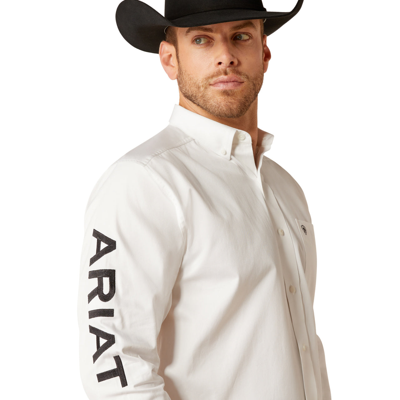 ARIAT TEAM LOGO TWILL WHITE BLACK - MENS SHIRT - 10046825