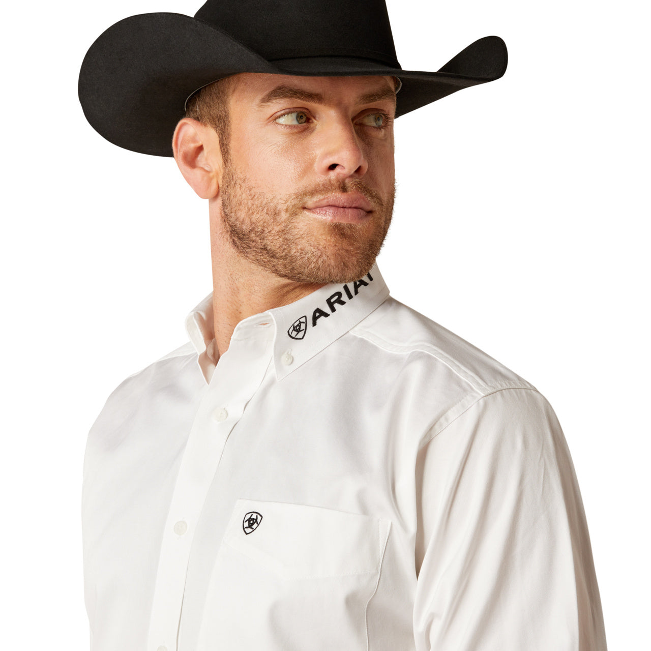 ARIAT TEAM LOGO TWILL WHITE BLACK - MENS SHIRT - 10046825