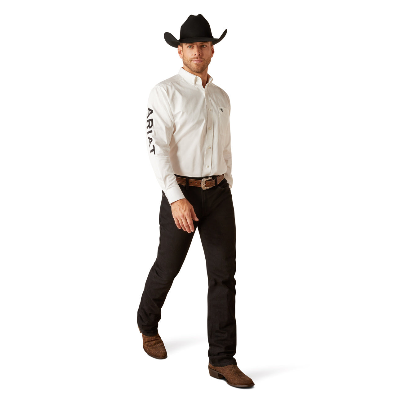 ARIAT TEAM LOGO TWILL WHITE BLACK - MENS SHIRT - 10046825