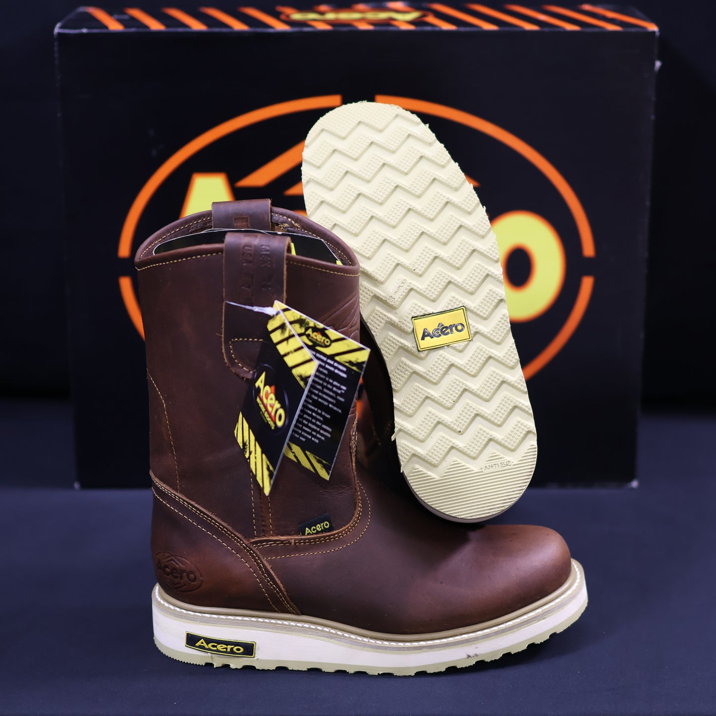 ACERO WORK BOOTS Oiled Honey Whit Rhino Sole AWB201082
