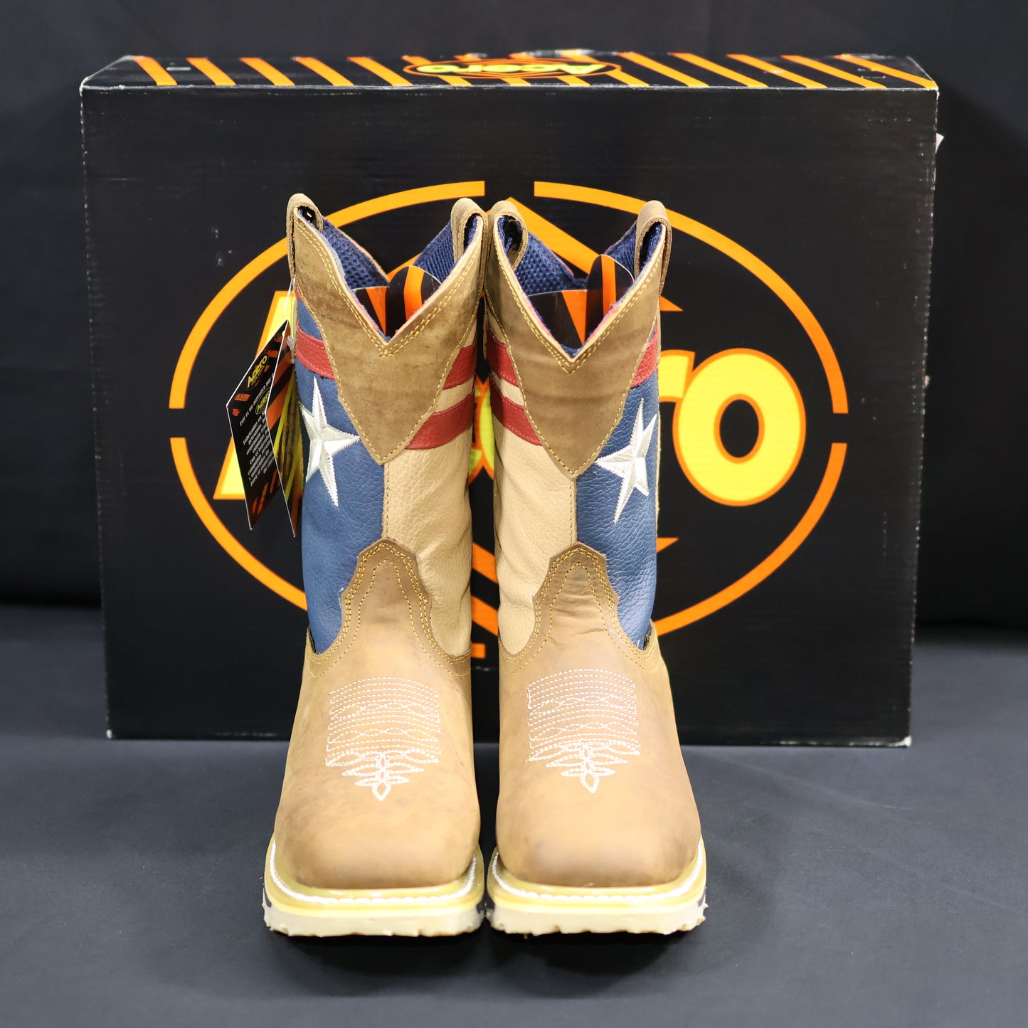 ACERO WORK BOOTS Crazy Cappuccino Whit Flag Top Bicolor Sole AWB201887