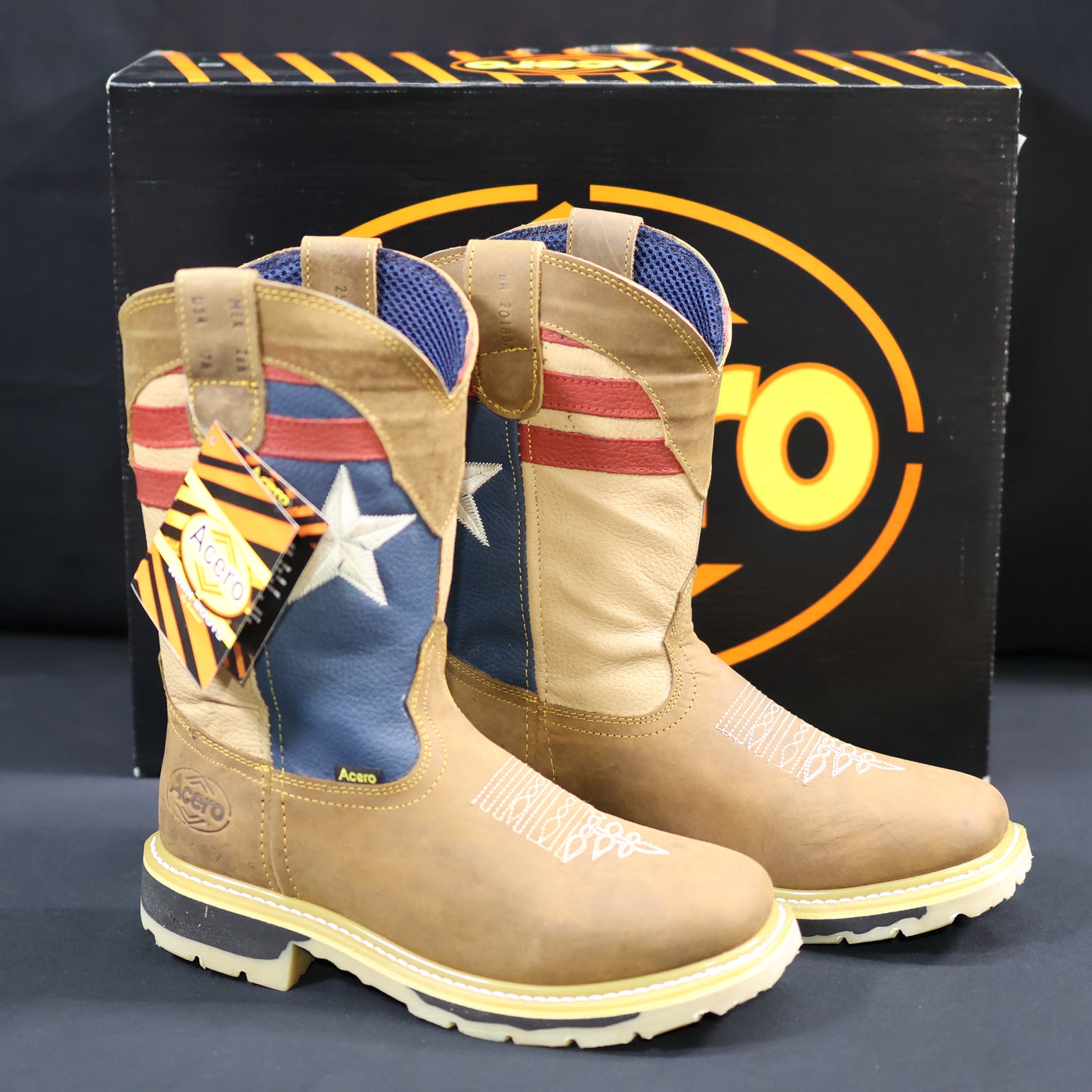 ACERO WORK BOOTS Crazy Cappuccino Whit Flag Top Bicolor Sole AWB201887