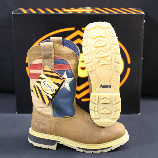 ACERO WORK BOOTS Crazy Cappuccino Whit Flag Top Bicolor Sole AWB201887