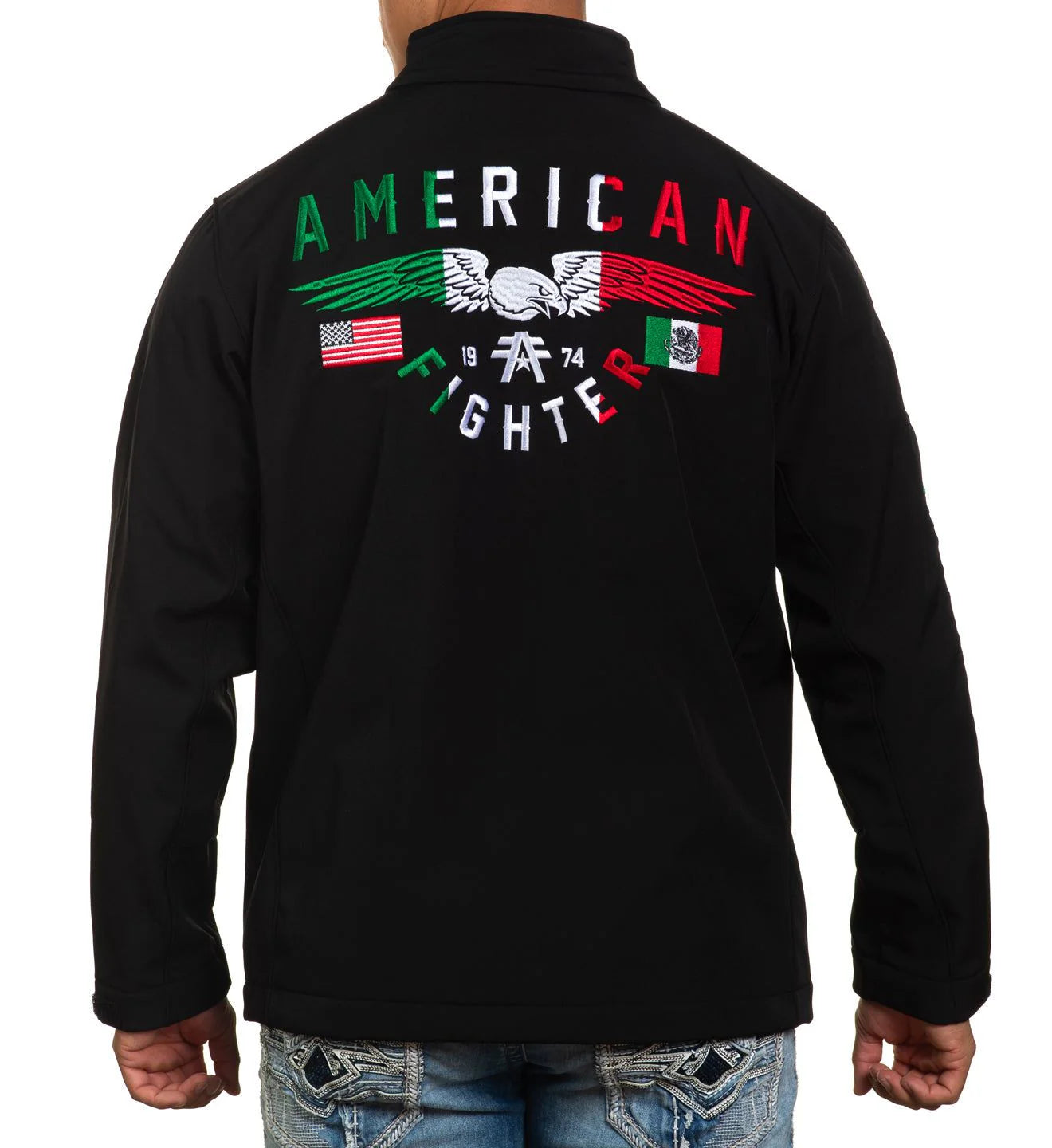 American Fighter Men's Mayland Mexico USA Flag Embroidered Softshell Jacket FM14908