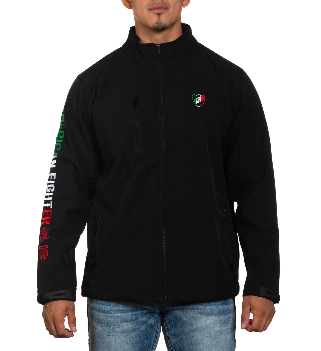American Fighter Men's Mayland Mexico USA Flag Embroidered Softshell Jacket FM14908