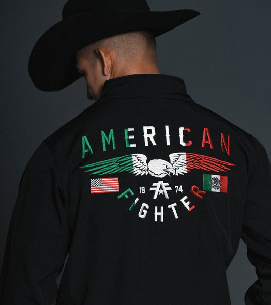 American Fighter Men's Mayland Mexico USA Flag Embroidered Softshell Jacket FM14908