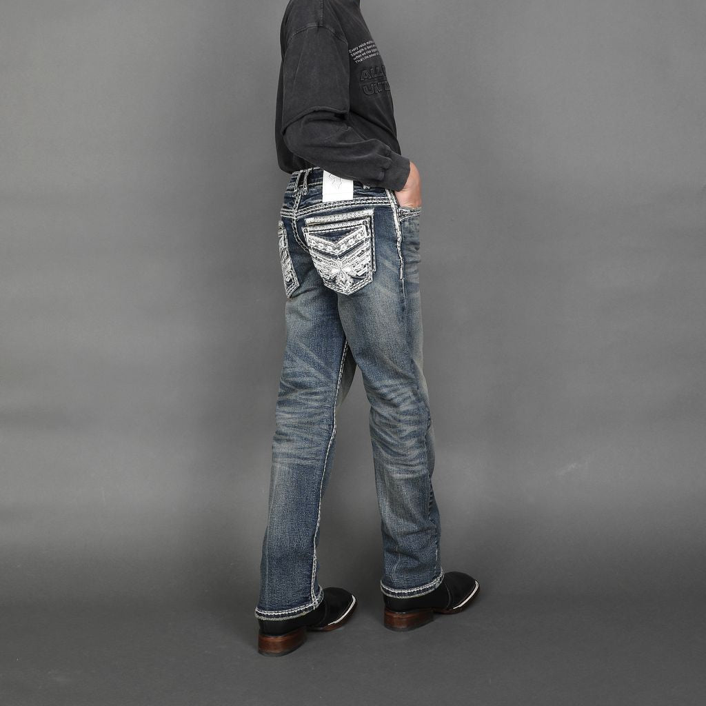 Answer Me Boys’ AM2332-K Modern Bootcut Jeans – Blue (Youth)