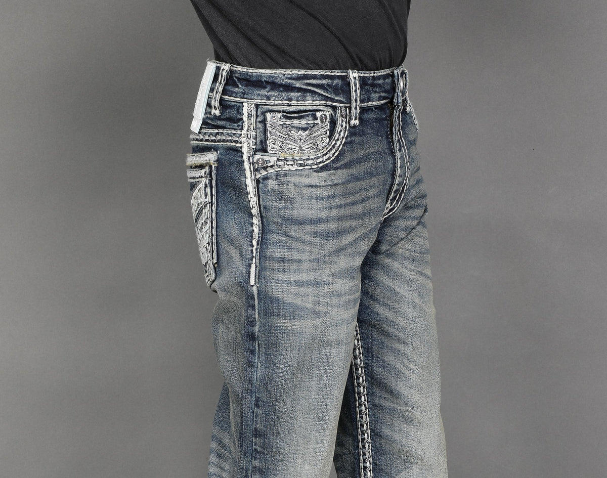 Answer Me Boys’ AM2332-K Modern Bootcut Jeans – Blue (Youth)