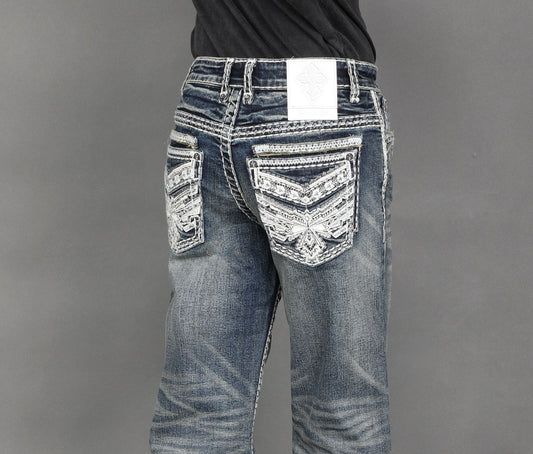 Answer Me Boys’ AM2332-K Modern Bootcut Jeans – Blue (Youth)