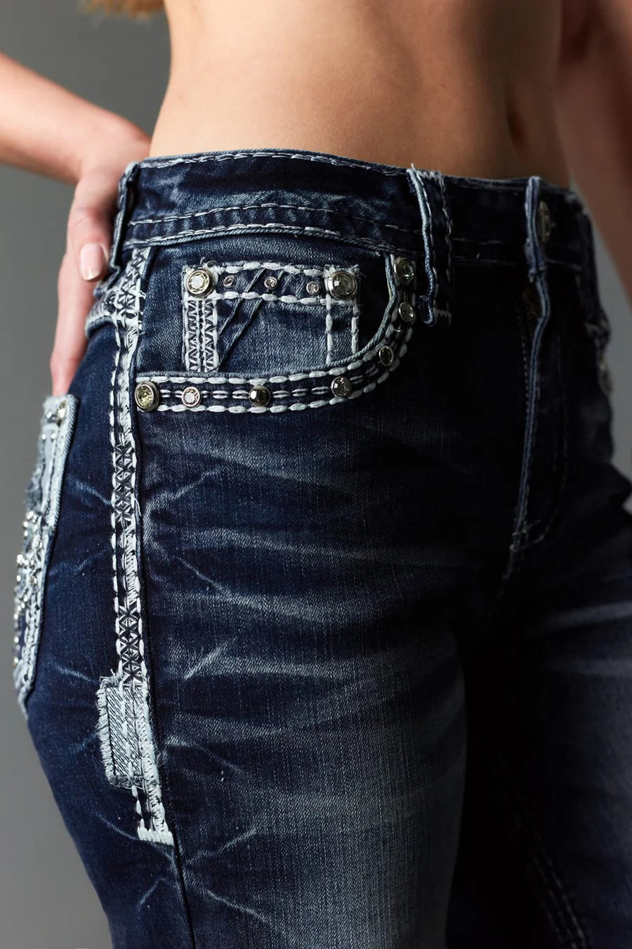 Answer Me Women's Embroidered Wide Leg Jeans A1138-WL