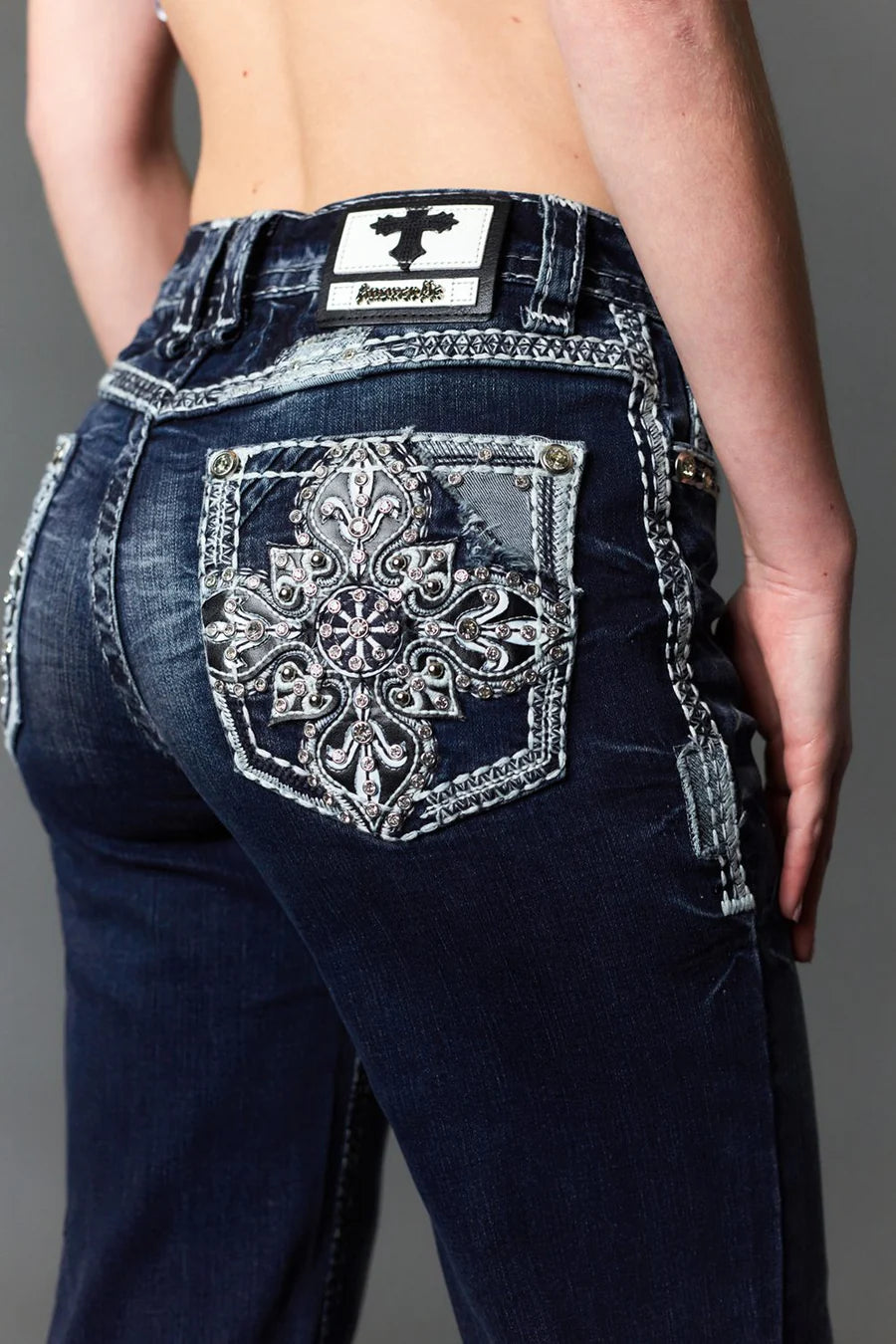 Answer Me Women's Embroidered Wide Leg Jeans A1138-WL