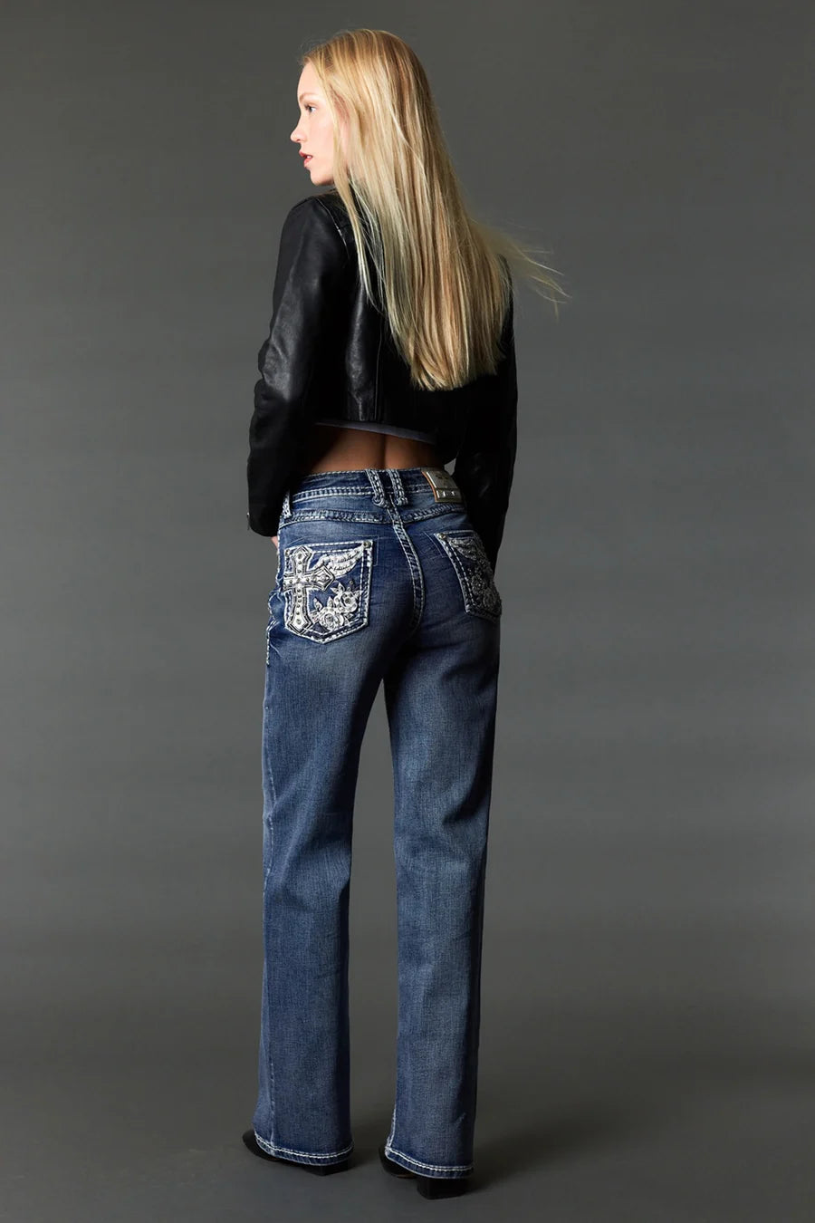 Answer Me Women's High Street Embroidered Wide Leg Jeans A1132-WL