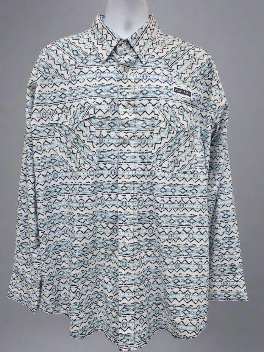 Panhandle Men's Rough Stock Light Turquoise Aztec Western Shirt RMN2S03173