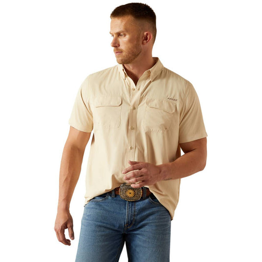Ariat Men's Venttek Outbound Fitted Creme Brulee Short Sleeve Shirt 10055228