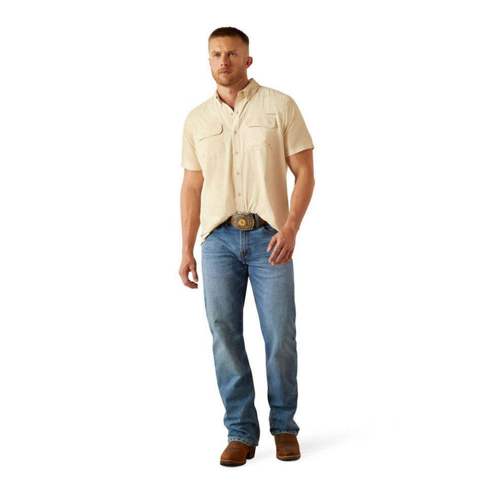 Ariat Men's Venttek Outbound Fitted Creme Brulee Short Sleeve Shirt 10055228