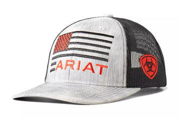 Ariat YB American Flag Embrd GY/WH