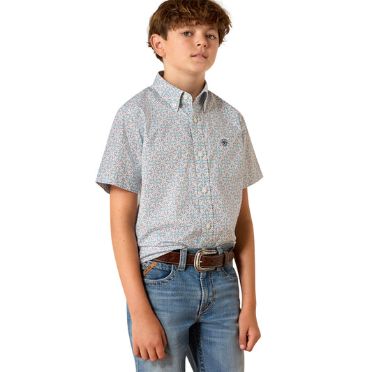 Ariat Youth Pier Short Sleeve Western Shirt – Southwest Print Light Blue