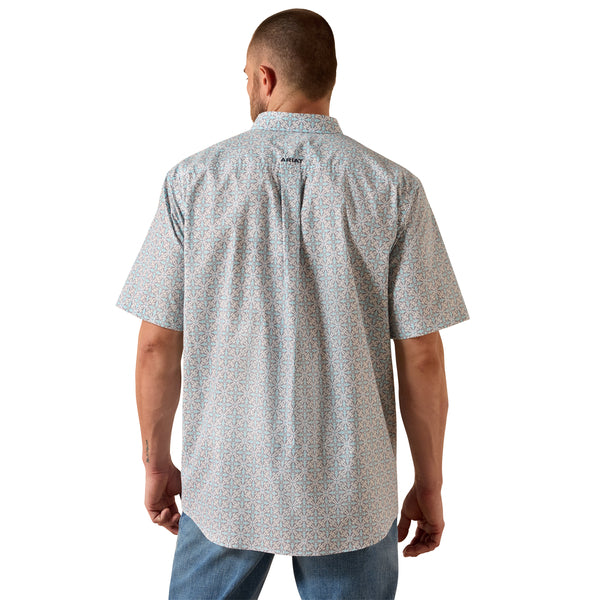 Ariat 10071730 Mens Pier Classic Fit Short Sleeve Shirt Southwest Print Light Blue