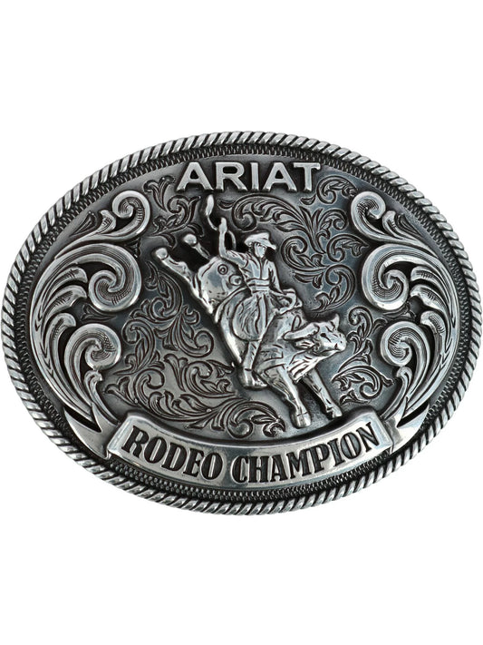 Ariat Youth Rodeo Champion Bull Rider Belt Buckle A36000 Antique Silver 3x2