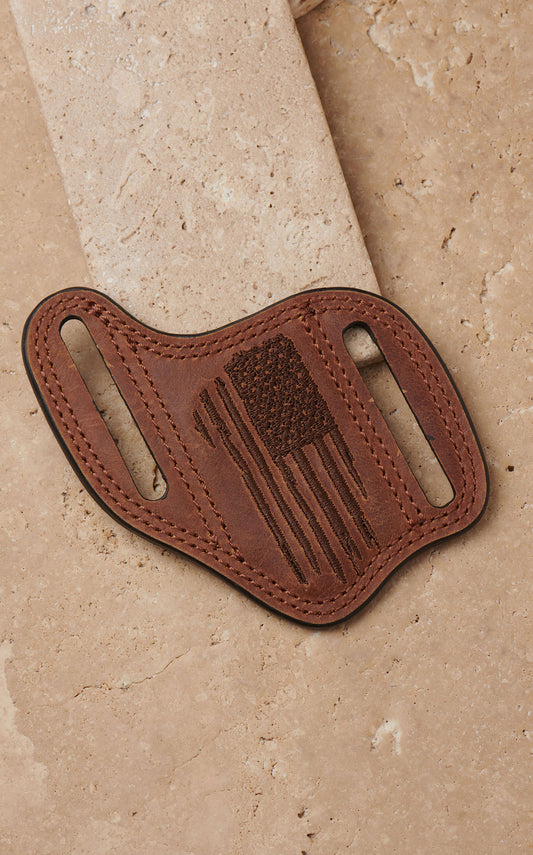 Ariat Brown with Flag Embroidery Pancake Knife Sheath A1801802