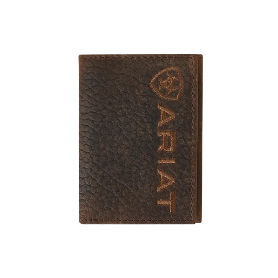 Ariat Bullhide Brown Embroidered Trifold Wallet A3554402
