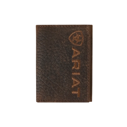 Ariat Bullhide Brown Embroidered Trifold Wallet A3554402