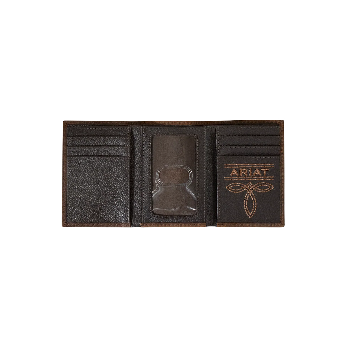 Ariat Bullhide Brown Embroidered Trifold Wallet A3554402