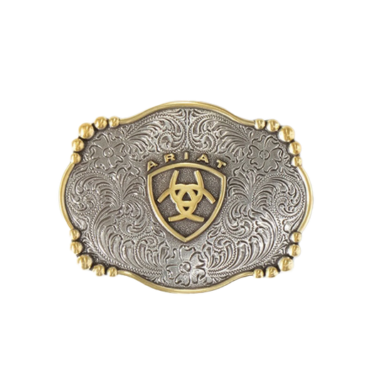Ariat Floral Engraved Silver & Gold Belt Buckle A37019