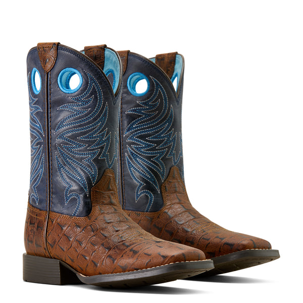 Ariat Knox Cowboy Boot Kids - Brown Croc Print/Navy 10074192