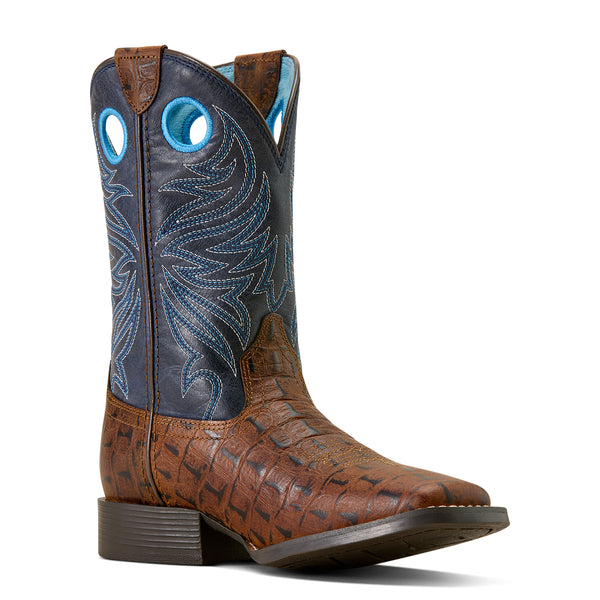 Ariat Knox Cowboy Boot Kids - Brown Croc Print/Navy 10074192